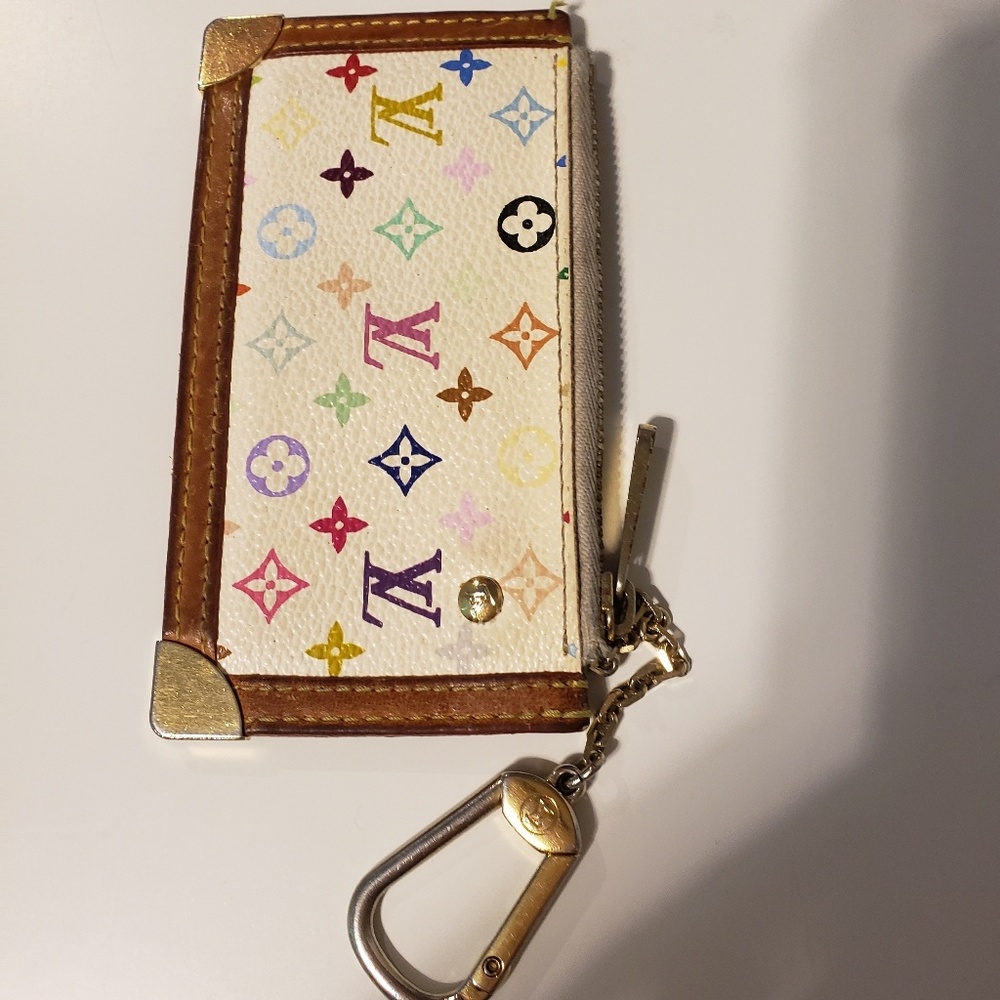 Louis Vuitton multi white key chain pouch.